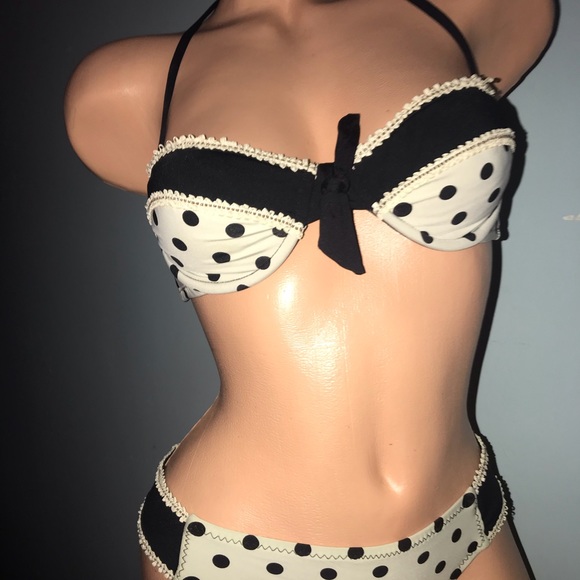 Betsey Johnson polka dot pinup retro bikini swimsuit sexy vintage rockabilly - Picture 1 of 11
